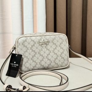 NWT Kate Spade KG489 Signature Spade Flower Mini Camera Bag Dark Mushroom Cap